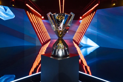 Grand finals trophy, on stage